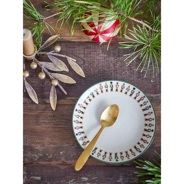 Krem desertni tanjur s božićnim motivom od kamenine ø 16 cm Jolly – Bloomingville-image-1