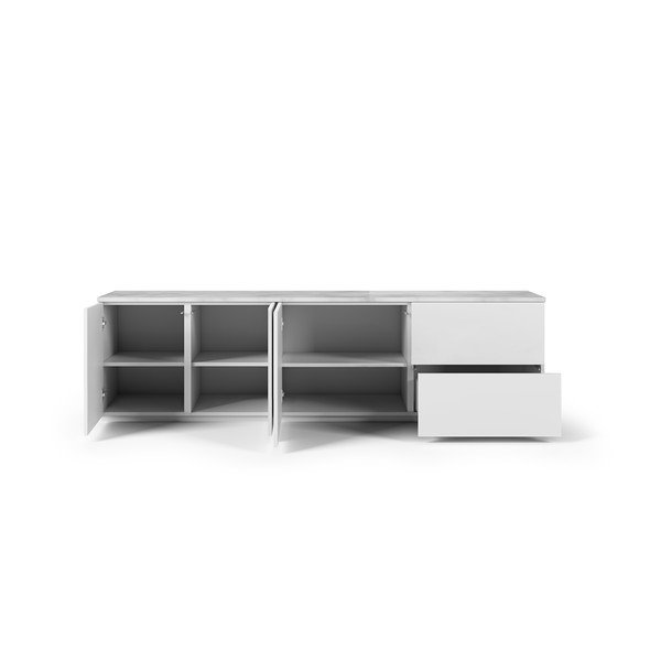 Mat bijeli TV stol s pločom od bijelog mramora TemaHome Join, 200 x 57 cm-image-3
