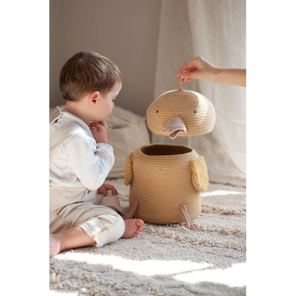 Žuta  tekstilna dječja kutija za pohranu ø 25x30 cm Charlie the Chicken – Lorena Canals-image-1