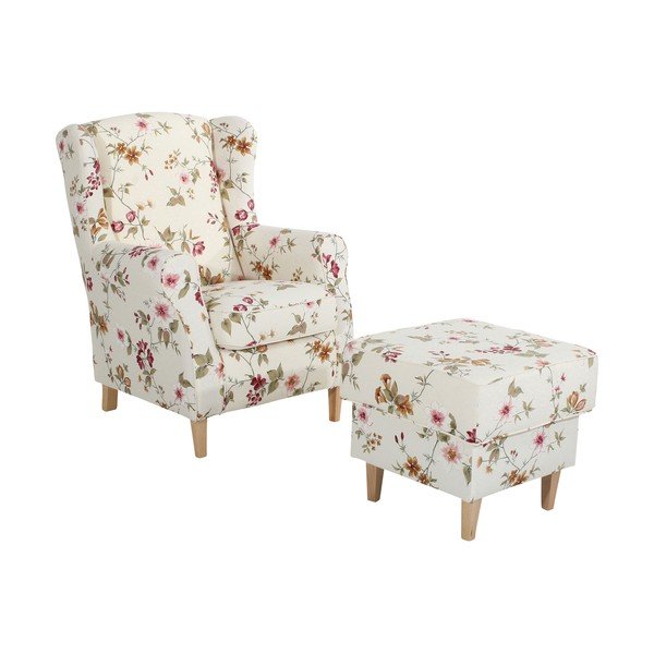 Krem bijeli otoman s cvijetnim uzorkom Max Winzer Lorris-image-2