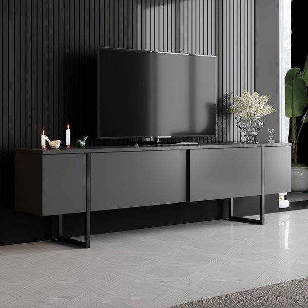 Antracitno siva TV komoda 180x30 cm Luxe – Kalune Design-image-1
