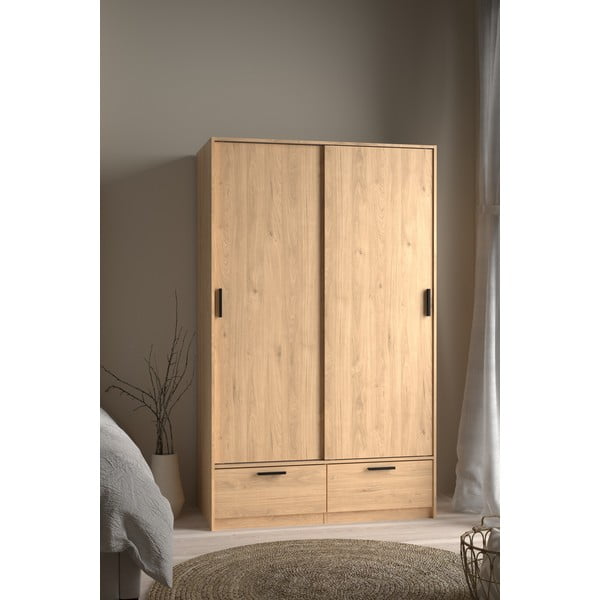 Ormar u dekoru hrasta s kliznim vratima u prirodnoj boji 121x200 cm Line – Tvilum-image-2