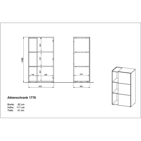 Tamno siva polica za knjige u dekoru hrasta 62x112 cm Olvera - Germania-image-4