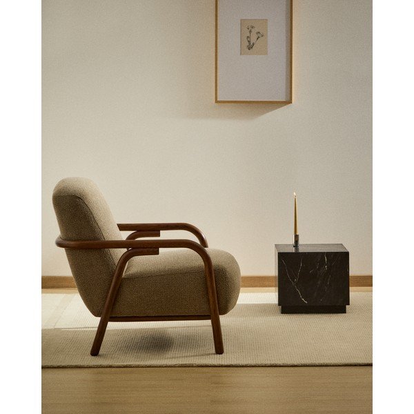 Smeđe-siva fotelja od šenila Sylo – Kave Home-image-1