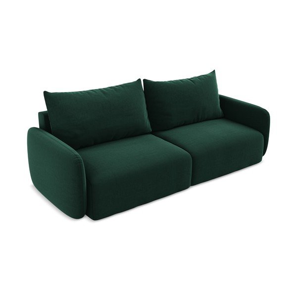 Tamno zelena baršunasti sklopiva/s prostorom za odlaganje sofa 238 cm Kalena – Makamii-image-3