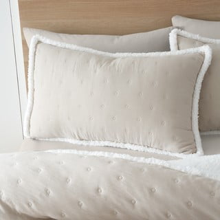 Krem posteljina za bračni krevet od sherpa flisa 200x200 cm Cosy Nori – Catherine Lansfield