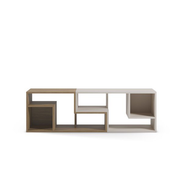 Bijela/u prirodnoj boji kutna TV komoda u dekoru hrasta 145x45x35 cm Glina – Marckeric-image-2