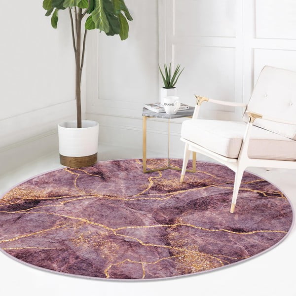 Ružičasti periv/pogodan za robotski usisavač okrugli tepih ø 80 cm Comfort – Mila Home-image-2