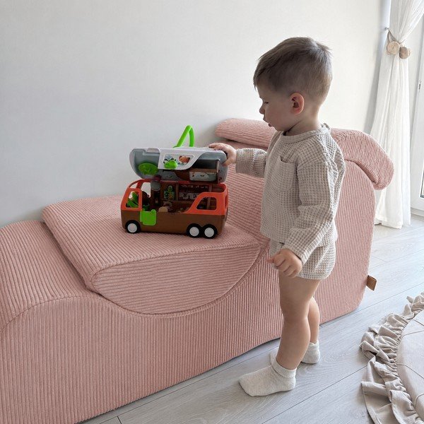 Dječja fotelja od samta u boji lososa Wave – Meowbaby-image-1