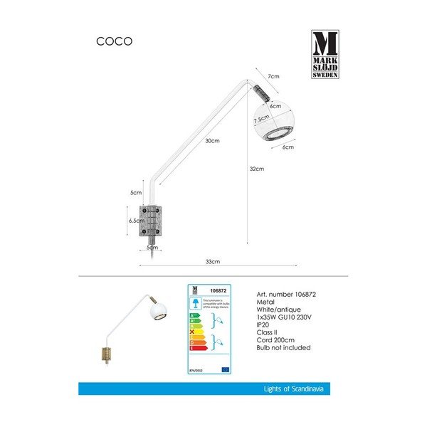 Bijela zidna svjetiljka Markslöjd Coco-image-2