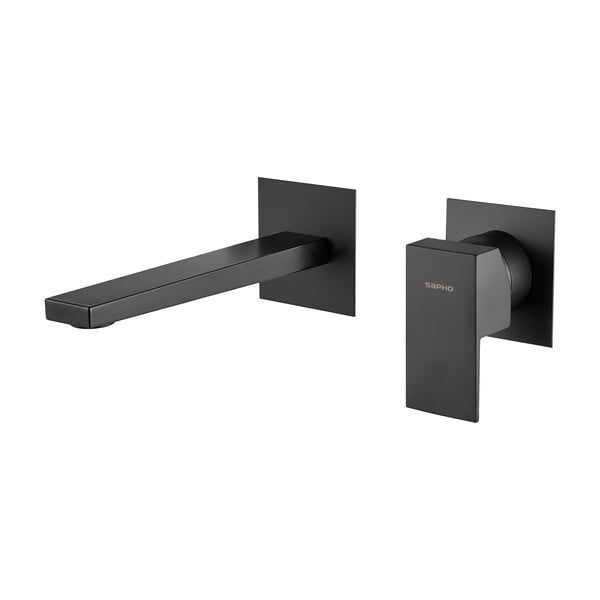 Mat crna ugrađena slavina za umivaonik (s 1 izlazom) Latus – Sapho