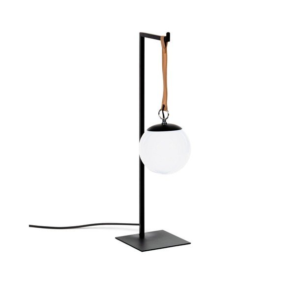 Crna metalna stolna lampa s plastičnim sjenilom (visina 60 cm) Monteiro – Kave Home