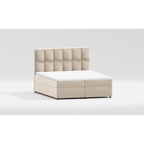 Bijeli/krem tapecirani bračni krevet s prostorom za pohranu 200x200 cm Flip – Ropez