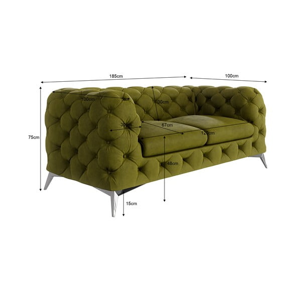 Zelena baršunasti sofa 185 cm Chelsea – Ropez-image-3