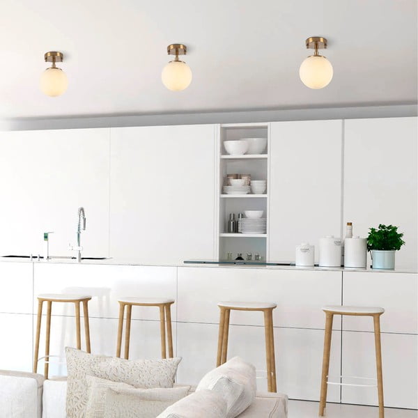 Bijela/mjedena stropna svjetiljka sa staklenim sjenilom ø 15 cm Atmaca – Opviq lights-image-3