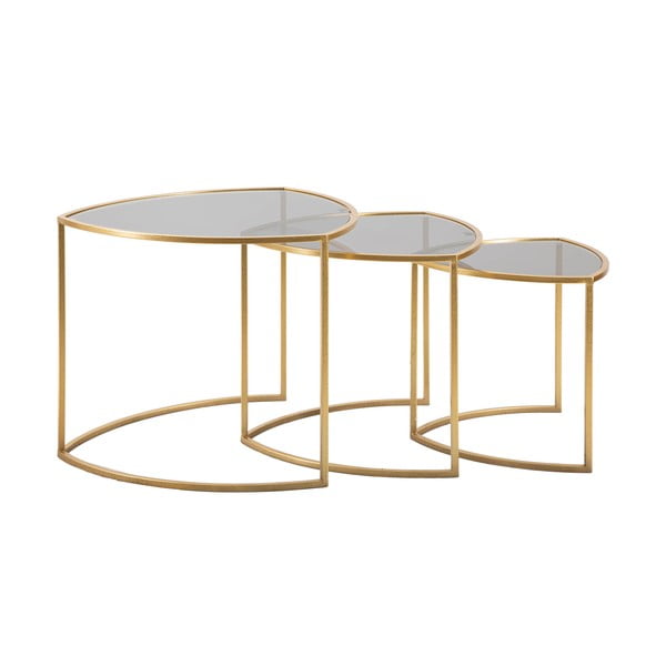 Okrugli stolići za kavu u setu 3 kom sa staklenom pločom stola u zlatnoj boji ø 60 cm Triangle – Mauro Ferretti-image-4