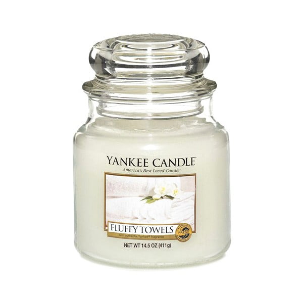 Yankee Candle Fluffy ručnici, vrijeme gorenja 65 - 90 sati