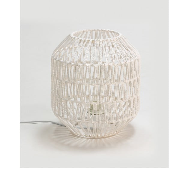 Bijela stolna lampa s tekstilnim sjenilom Tierra Bella Yaka, visina 32 cm