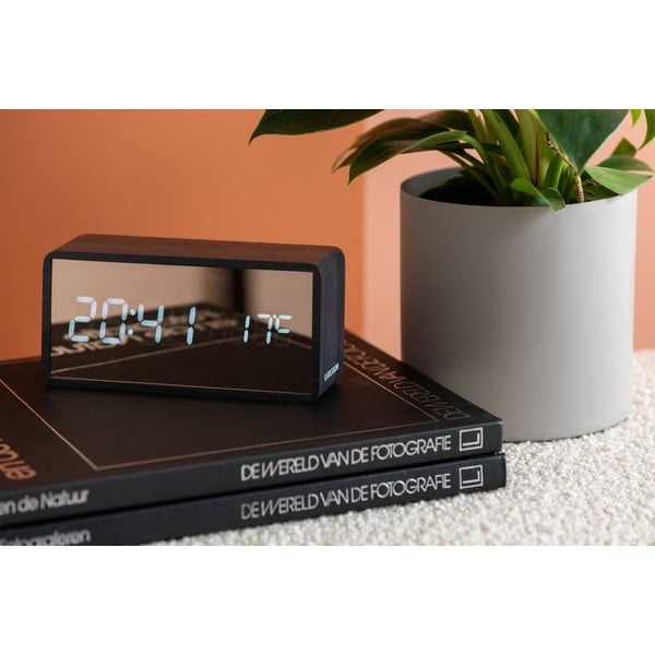 LED budilica u bakrenoj boji i tamnom drvenom dekoru Karlsson Mirror-image-1