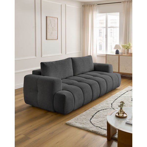 Tamno siva sklopiva/s prostorom za odlaganje sofa 251 cm Fuji – Bobochic Paris-image-1