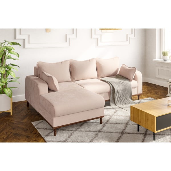 Bež kutna garnitura od samta (s lijevim kutom) Beata – Ropez-image-4