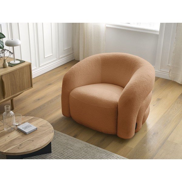 Narančasta okretna fotelja od bouclé tkanine Elina – Bobochic Paris-image-1