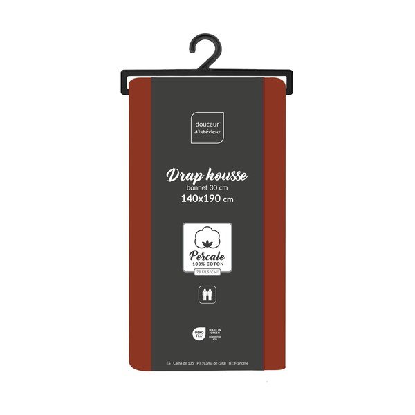 Ciglasta plahta s gumom od pamučnog perkala 140x190 cm Percaline – douceur d'intérieur-image-2