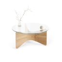 Okrugao stolić za kavu sa staklenom pločom stola u prirodnoj boji ø 84 cm Madera – Umbra