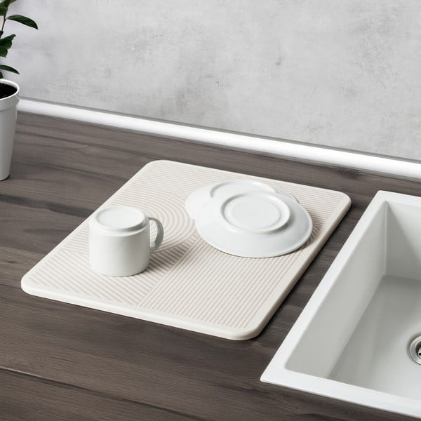 Bež podloga za ocjeđivanje posuđa od dijatomita 40x30 cm Damon – Wenko-image-1