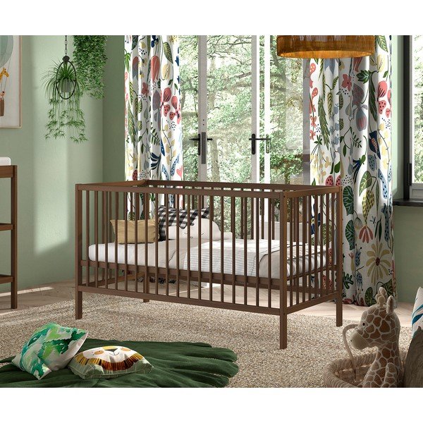 Smeđi dječji krevet od masivne bukve s uklonjivom stranicom/s podesivom visinom 70x140 cm Dino – Vipack-image-1