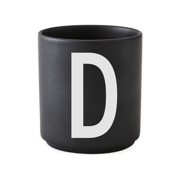 Crna porculanska šalica Design Letters Alphabet D, 250 ml