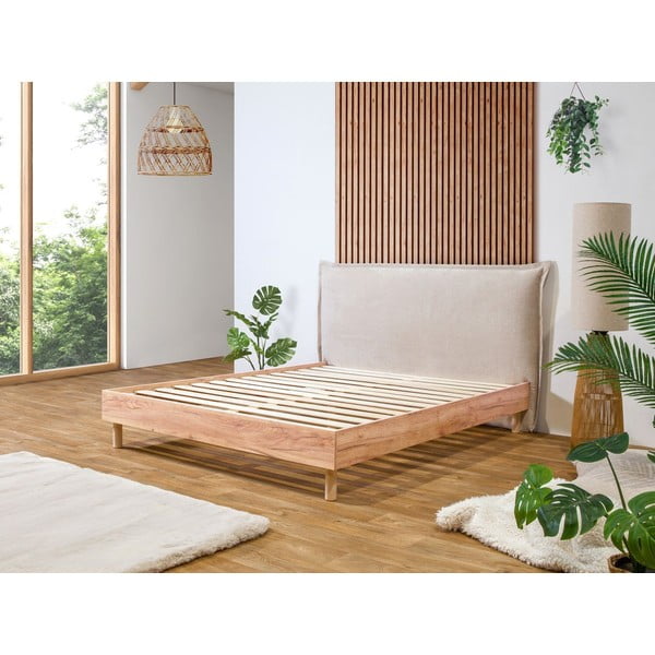 Bež/u prirodnoj boji bračni krevet s podnicom 160x200 cm Charlie – Bobochic Paris-image-1