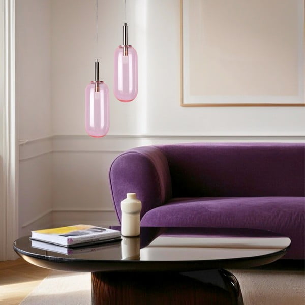 Ljubičasta LED viseća svjetiljka sa staklenim sjenilom ø 13 cm Fiuggi – Candellux Lighting-image-1