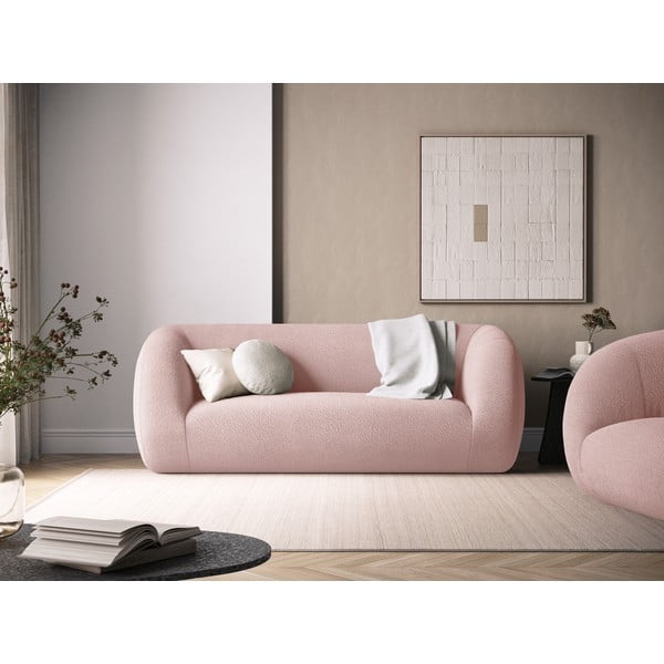 Svijetlo ružičasta sofa od bouclé tkanine 210 cm Essen – Cosmopolitan Design-image-1
