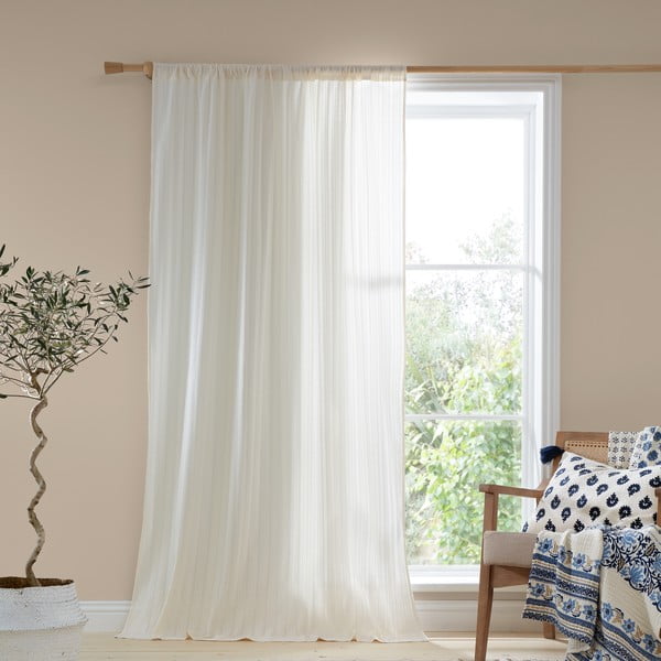 Bijela pamučna prozirna zavjesa 140x122 cm Zofia Broderie Anglaise – Pineapple Elephant-image-1