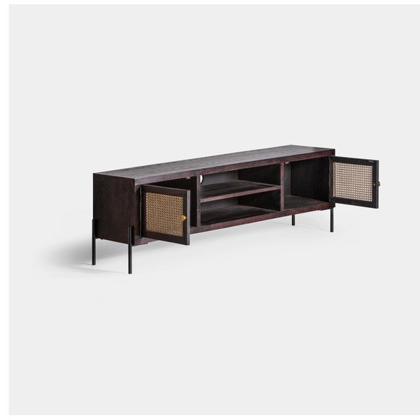 Crna/u prirodnoj boji TV komoda od masivne jele 150x50 cm Kenia – Burkina-image-2