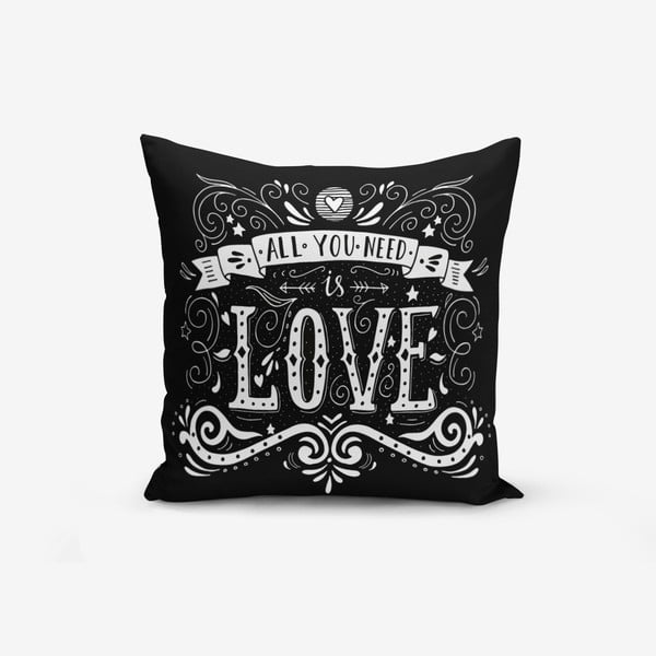 Pamučna ukrasna jastučnica Minimalist Cushion Covers Black Love, 45 x 45 cm