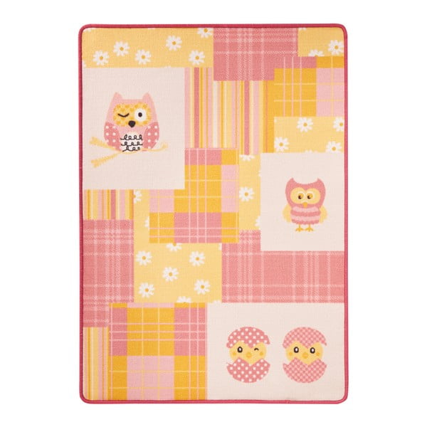 Dječji ružičasto-žuti tepih Zala Living Owl, 100 x 140 cm