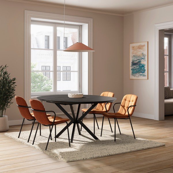 Podstavljena blagovaonska stolica s naslonima za ruke boja terakote Angie – Marckeric-image-4