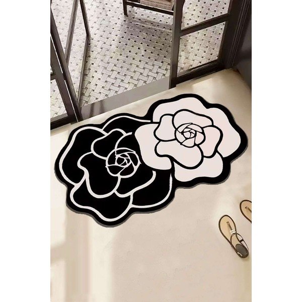 Crno-bijela kupaonska prostirka 60x100 cm Bungari Rose – Foutastic-image-1