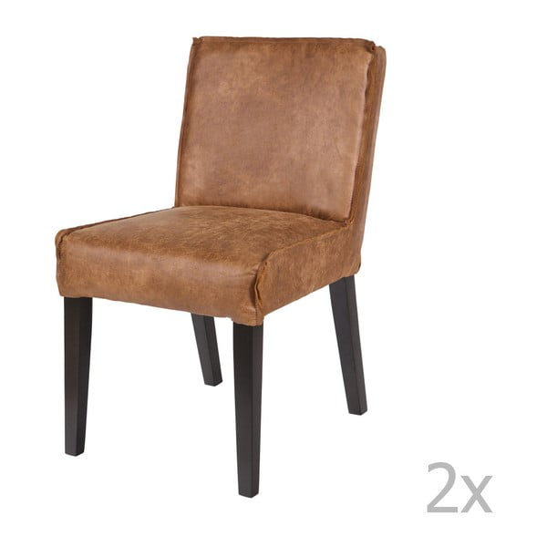 Set od 2 smeđe stolice s BePureHome Rodeo kožnom presvlakom