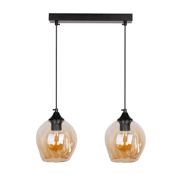 Crno viseće svjetlo sa staklenim sjenilom 14x48 cm Aspa - Candellux Lighting-image-2