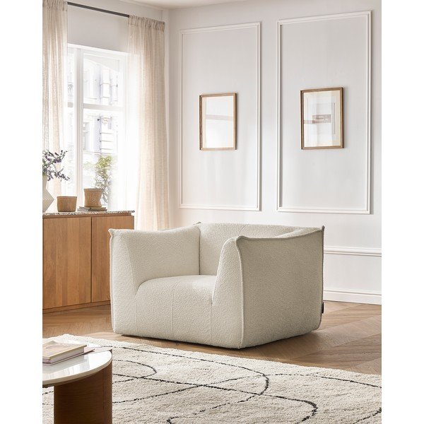 Bež fotelja od bouclé tkanine Giorgia – Bobochic Paris-image-1