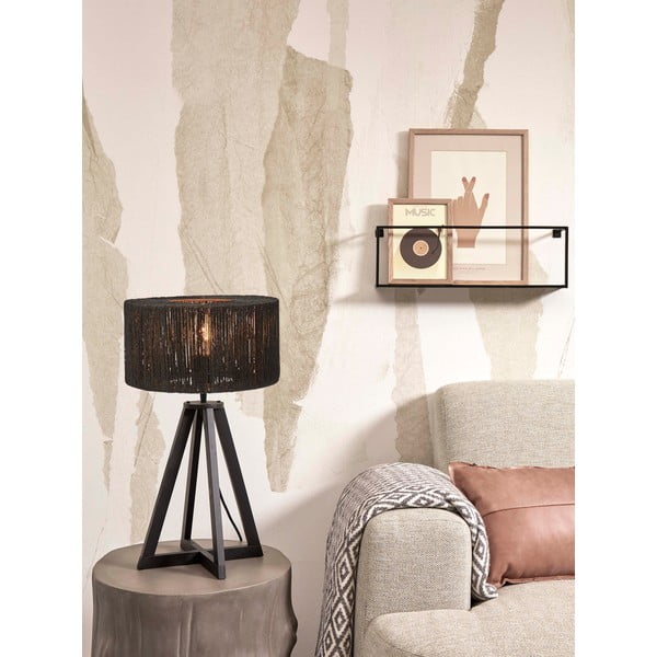 Crna stolna lampa sa sjenilom od jute (visina 51 cm) Iguazu – Good&Mojo-image-1