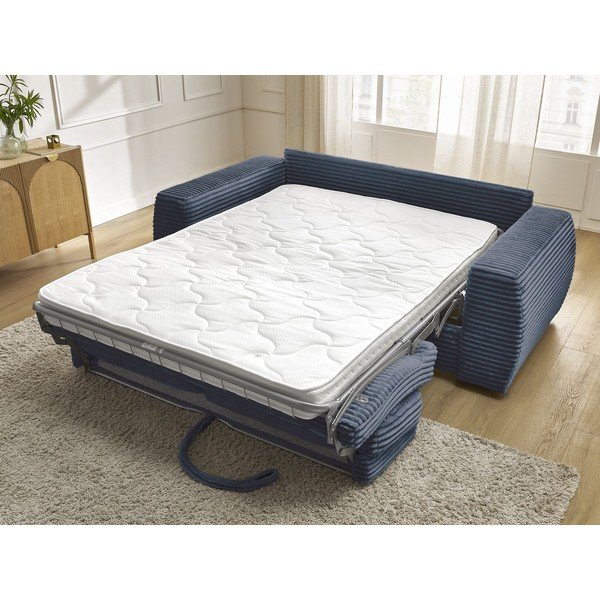 Tamno plava sofa za spavanje/sklopiva od samta 220 cm Hugo – Bobochic Paris-image-1