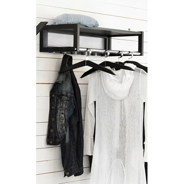 Zidna vješalica od punog hrasta u prirodnoj boji s policom Confetti – Rowico-image-1