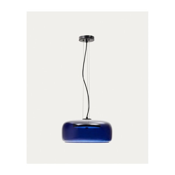 Tamno plava LED viseća svjetiljka sa staklenim sjenilom ø 38 cm Reig – Kave Home-image-4
