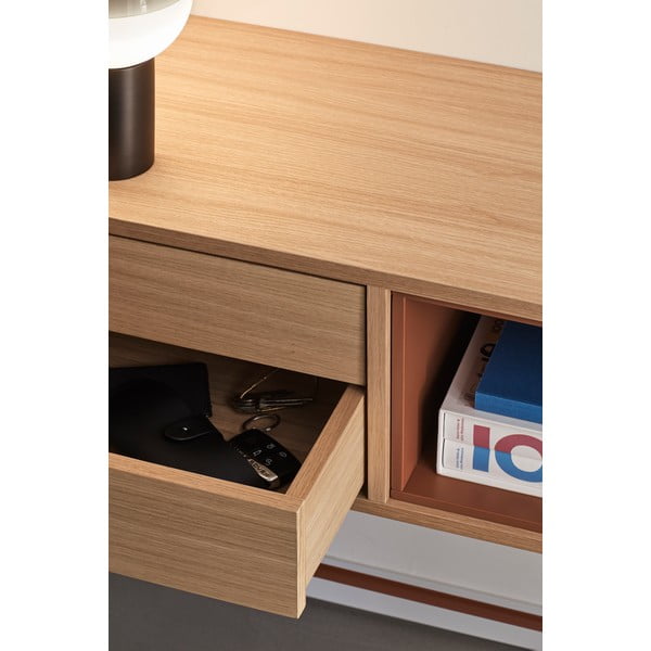 Konzolni stol od cigle crvene boje s hrastovim furnirom Teulat Yoko-image-2