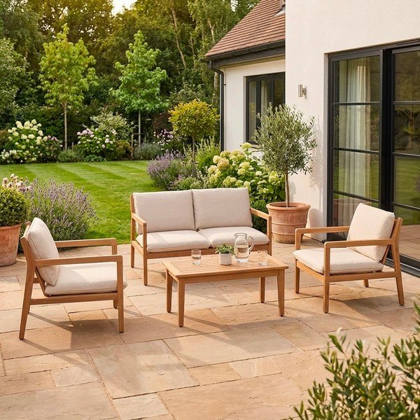 Vrtna garnitura od masivnog bagrema u prirodnoj boji za 4 osobe Danubio – Bizzotto-image-1