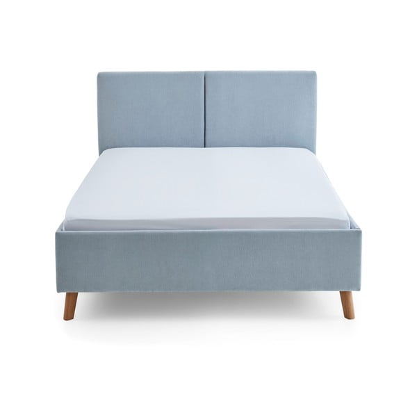 Svijetlo plavi tapecirani bračni krevet s podnicom 140x200 cm Piano – Meise Möbel-image-3